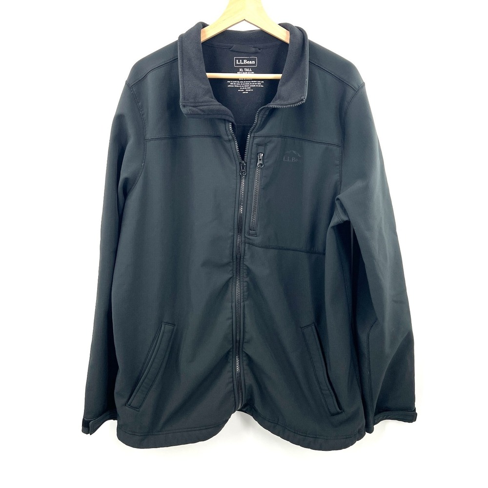 L.L. Bean softshell full zip front lightweight jacket black gray‎ XL Tall XLT - Picture 2 of 11